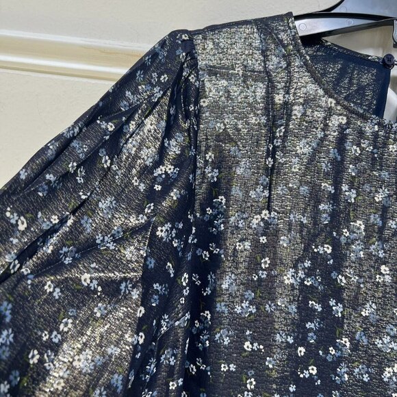 NWOT $434 MICHAEL KORS Navy Metal Floral Maxi Long Dresses Size M Women - Picture 6 of 10